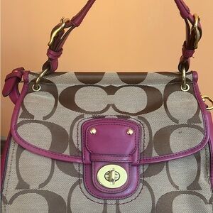 Brown and Purple Signature Shoulder Bag